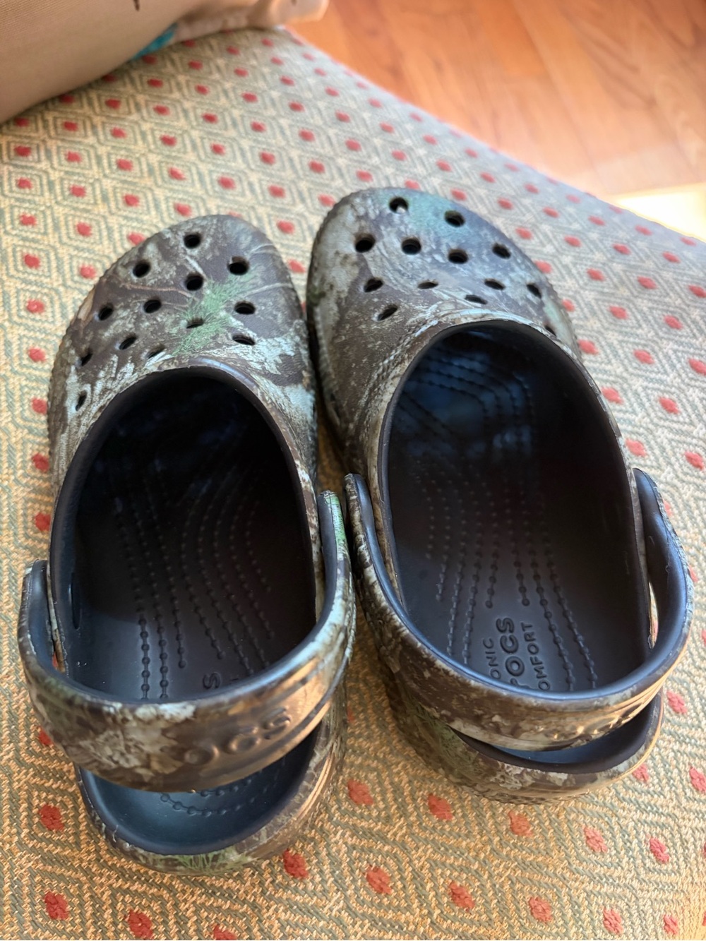 CROCS Kids' Camouflage Slip-On Clog in Green and Black Size 10